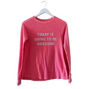 Xhilaration Graphic Pink Cotton Long Sleeves Women’s l Crewneck  Top XS  #1074